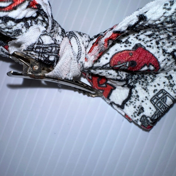 Baby Girl Kids Kansas City Chiefs White Red Hair Bow One Size Rusted Backing - Picture 5 of 8